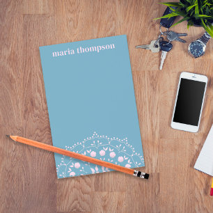 Bloco De Notas Personalizado Minimalista Azul Cor-de-rosa-claro m