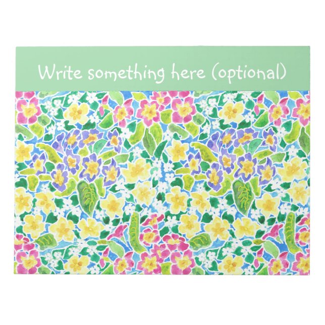 Bloco de notas personalizado ou Jotter, Primroses, (Frente)