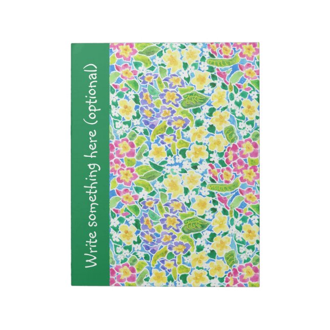 Bloco de notas personalizado ou Jotter, Primroses, (Invertido)