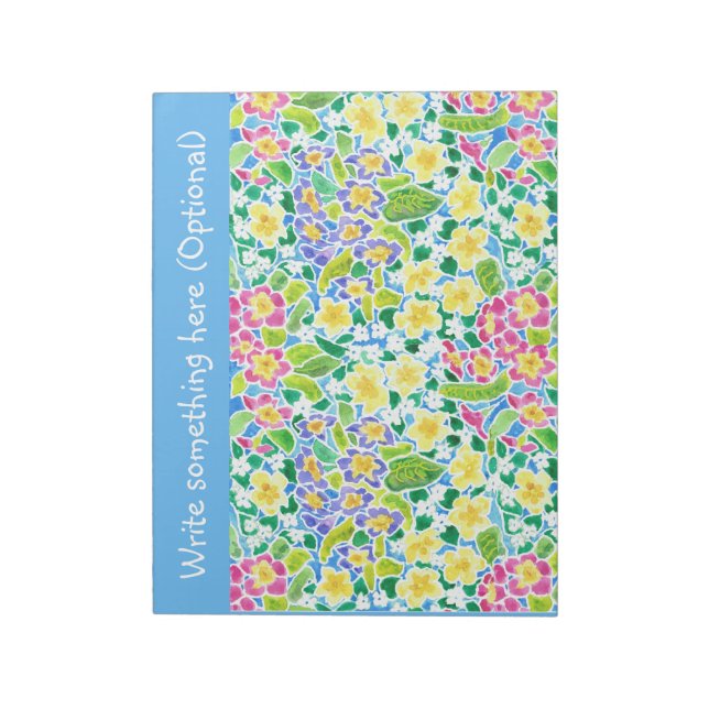 Bloco de notas personalizado ou Jotter, Primroses, (Invertido)