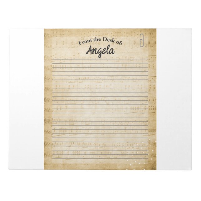 Bloco de Notas Personalizado para Amantes de Músic (Frente)