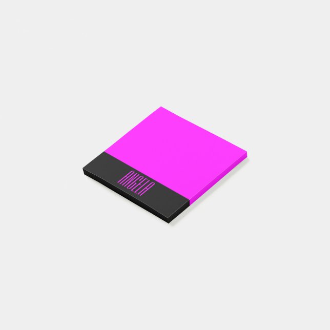 Bloco De Notas Personalizado Preto e Fuchsia (Inclinado)