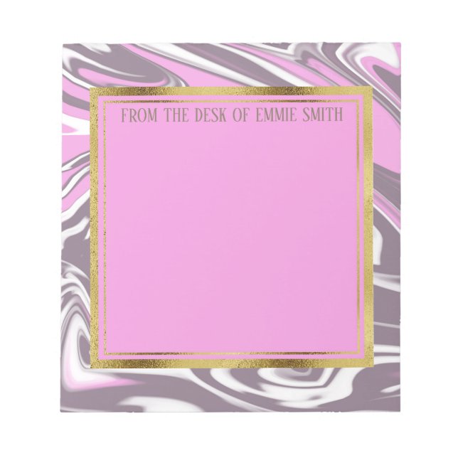 Bloco de notas personalizado rosa cinza mármore br (Frente)