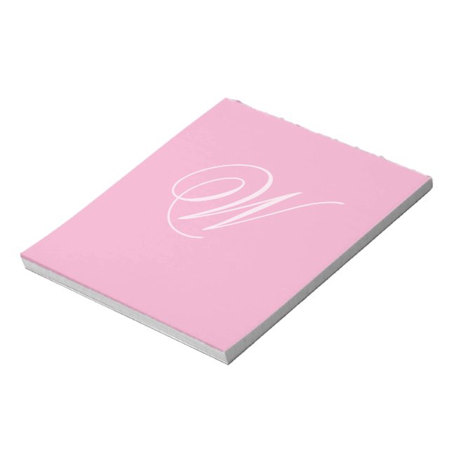 Bloco de Notas Personalizado Rosa Claro Monograma  (Invertido)