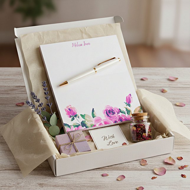 bloco de notas personalizado rosa floral (Criador carregado)