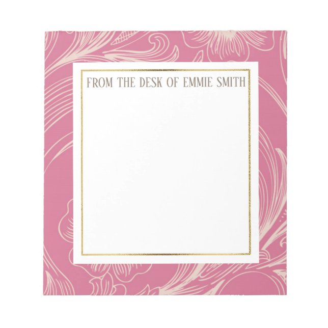 Bloco de Notas Personalizado Rosa Floral Branco e  (Frente)