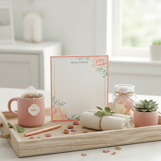 Bloco de notas personalizado rosas rosa (Criador carregado)