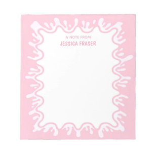 Bloco De Notas Personalizado Salpico de Milkshake de Morango Rosa