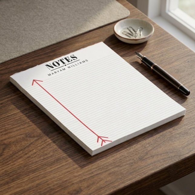 Bloco De Notas Personalizado Simplesmente Minimalista Linha (custom name simply lined notepad, personalized stationery memo pad gift)