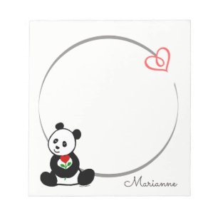Bloco de Notas Personalizado Ursinho Panda Coração