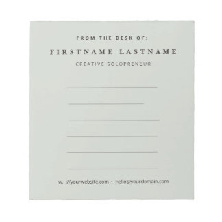 Bloco de Notas Personalizado Verde Sage Minimalist