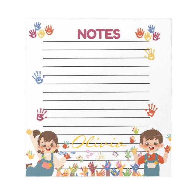 Bloco de Notas Personalizado Vermelho Azul Amarelo (Frente)
