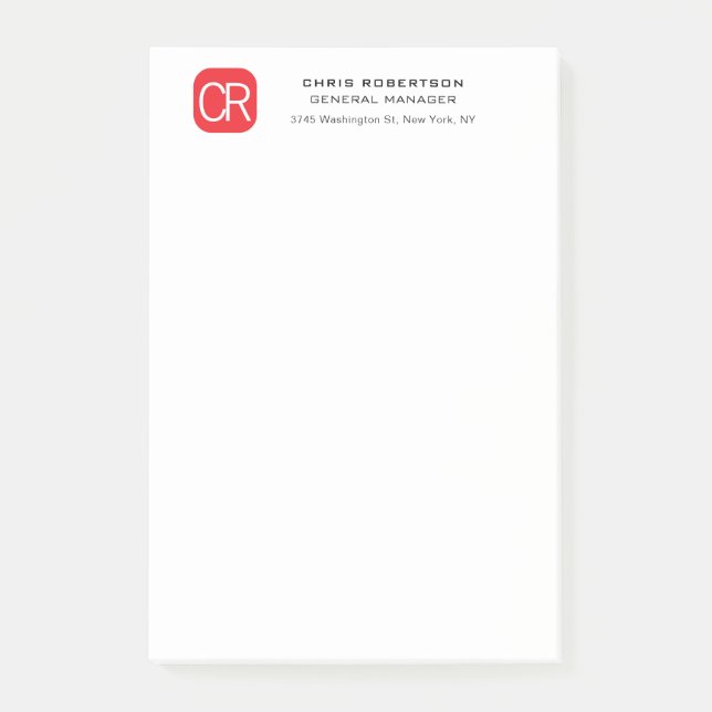 Bloco De Notas Personalizado Vermelho Branco Profissional Simples (Frente)