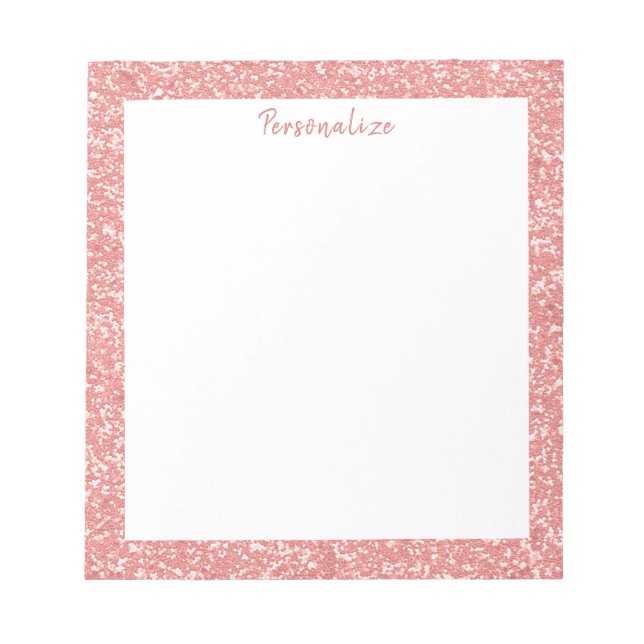 Bloco De Notas Personalizar Borda de Sparkle Glitter Rosa Glam (Frente)