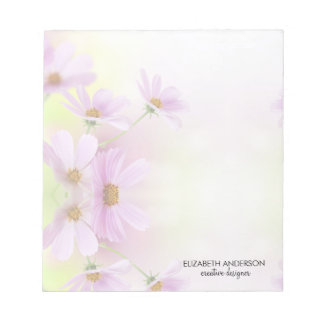 Bloco De Notas Personalizar Imagem & Flor Rosa Aquarela