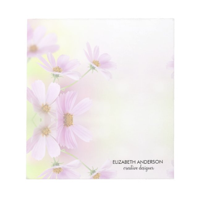 Bloco De Notas Personalizar Imagem & Flor Rosa Aquarela (Frente)