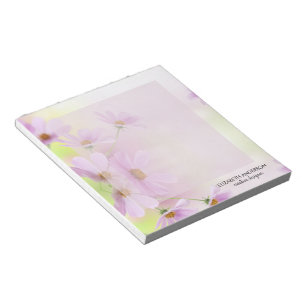 Bloco De Notas Personalizar Imagem & Flor Rosa Aquarela