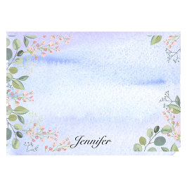 Bloco De Notas Personalizar Nome Borda Floral Simples de Aquarela