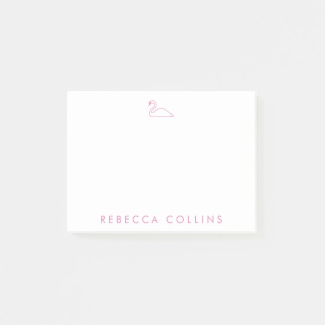 Bloco De Notas Personalizar Nome do Script, Cisne, Rosa (Frente)