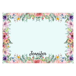 Bloco De Notas Personalizar o Floral de Borda do Flor de Nome