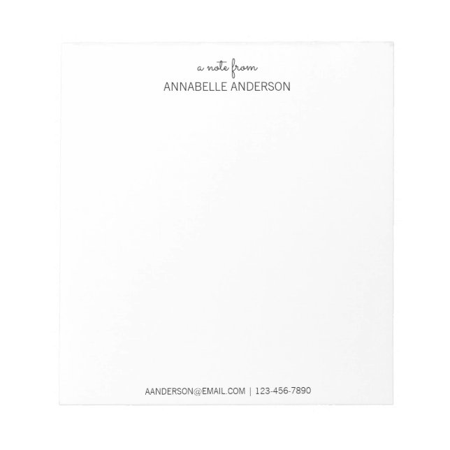 Bloco De Notas Personalizar Script Preto Moderno A Nota Do Nome (Frente)