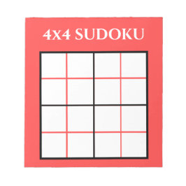 Bloco De Notas Personalizável 4 por 4 Modelo Sudoku Vermelho