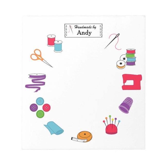 Bloco De Notas Personalize a etiqueta Sew certo (Frente)