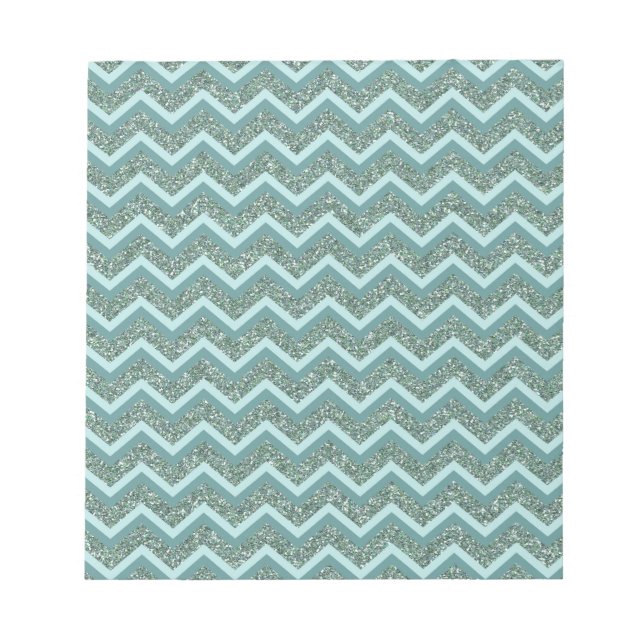 Bloco De Notas Personalize esta Glitter Teal ZigZag (Frente)