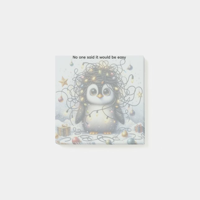 Bloco De Notas Personalize este adorável pinguim enroscado em luz (Frente)