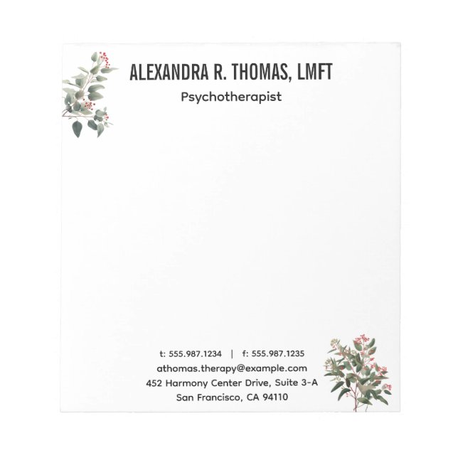 Bloco De Notas Personalize  Eucalyptus therapist  professional (Frente)