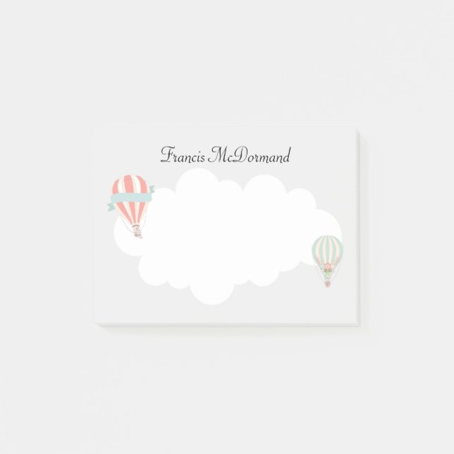 Bloco De Notas Personalize o balão de ar quente Peach e Mint Vint (Frente)