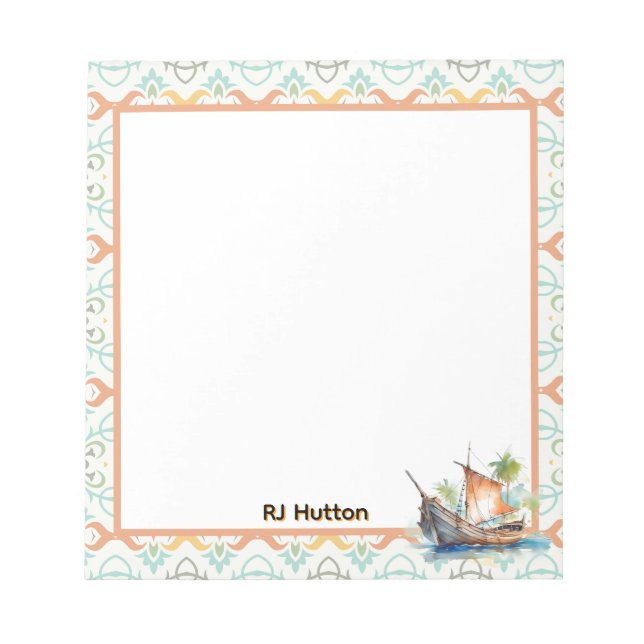 Bloco De Notas Personalize Sailboat Notepad (Frente)