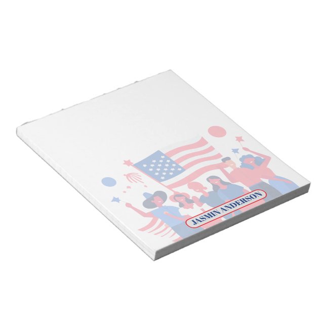 Bloco De Notas Personalized American Flag Patriotic USA  (Inclinado)
