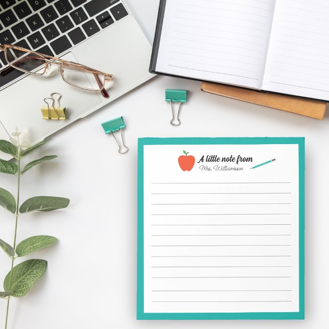 Bloco De Notas Personalized Apple Pencil Teacher Appreciation (Criador carregado)