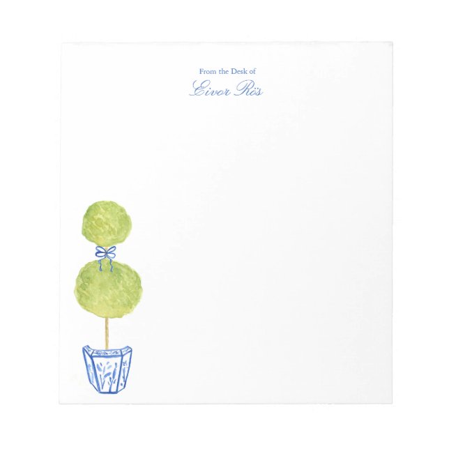Bloco De Notas Personalized Blue Chinoiserie Tree Notepad  (Frente)