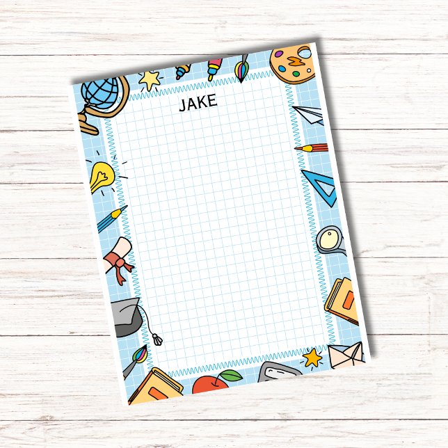 Bloco De Notas Personalized Blue Kids School Supplies Notepad  (Criador carregado)