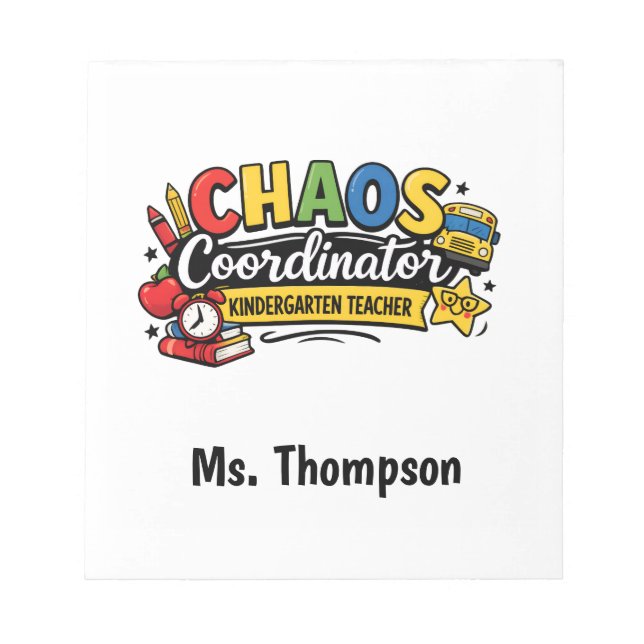 Bloco De Notas Personalized Chaos  Coordinator Teacher  (Frente)