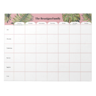 Bloco De Notas Personalized Family Weekly Planner Notepad