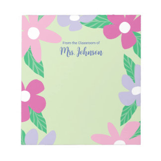 Bloco De Notas Personalized Floral Teacher