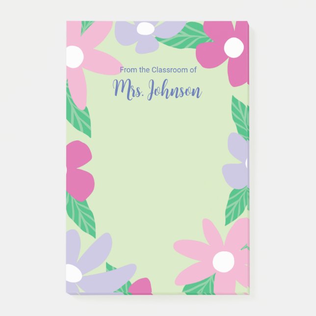 Bloco De Notas Personalized Floral Teacher (Frente)