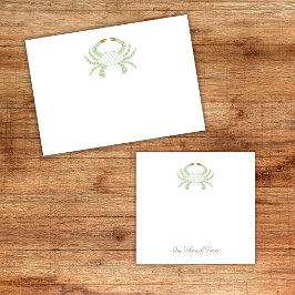 Bloco De Notas Personalized Green Chic Crab, Beach Sticky Notes