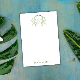 Bloco De Notas Personalized Green Crab, Coastal Sticky Notes