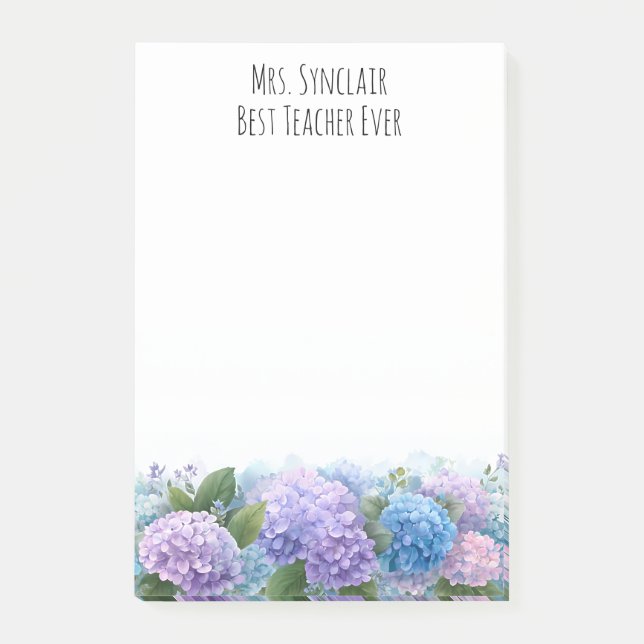 Bloco De Notas Personalized Hydrangea Flower Teacher Appreciation (Frente)