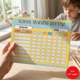Bloco De Notas Personalized Kids Daily Routine Checklist Colorful