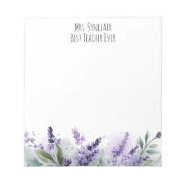 Bloco De Notas Personalized Lavender Flowers Teacher Appreciation