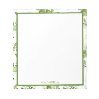 Bloco De Notas Personalized Lime Floral Notepad
