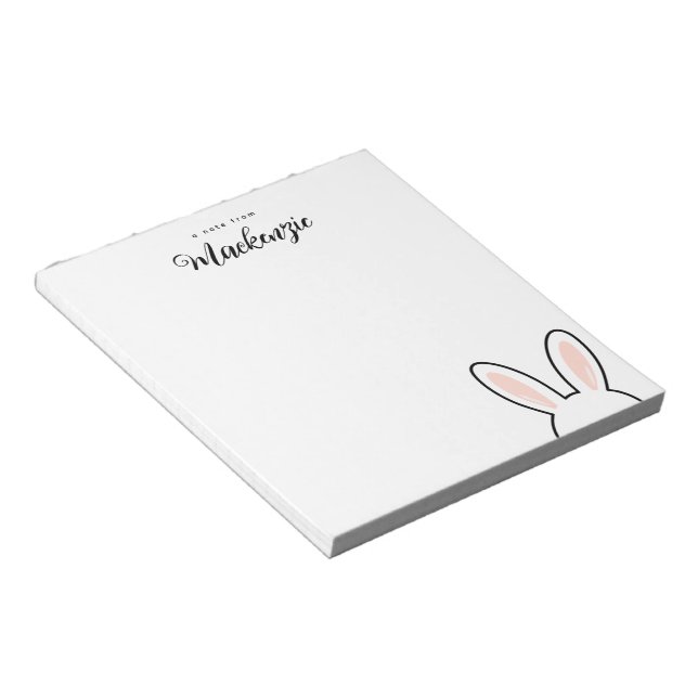 Bloco De Notas Personalized  Minimalist Cute Bunny Ears Easter (Inclinado)