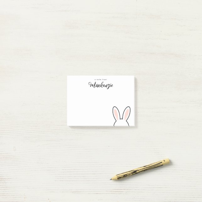 Bloco De Notas Personalized  Minimalist Cute Bunny Ears Easter (Na mesa)