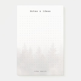 Bloco De Notas Personalized Misty forest Grid, modern masculine