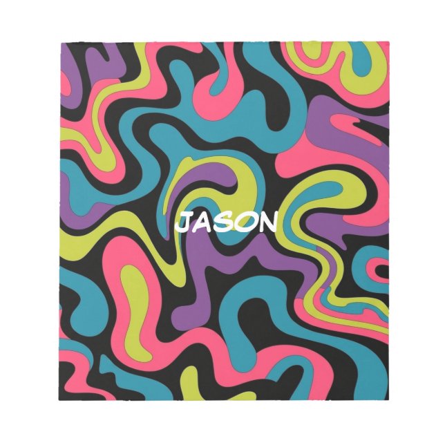 Bloco De Notas Personalized Neon Abstract Pattern — Retro Design (Frente)